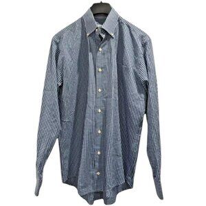 Peter Millar Blue Gingham Button Down Shirt M‎ 🧵 Preppy Classic Look